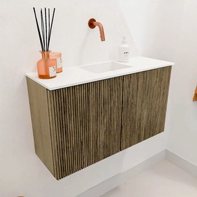 Mondiaz Joya 70cm toiletmeubel dusk met wastafel faye midden zonder kraangat talc