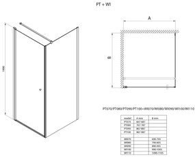 Aqualine Pilot melkglas douchecabine 70x70cm vierkant met chromen profielen