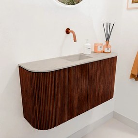 Mondiaz Joya DLux 85cm toiletmeubel ronding links/rechts ruby met wastafel faye midden zonder kraangat opalo