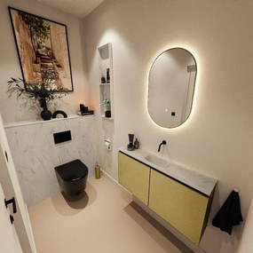 MONDIAZ TURE-DLUX 100cm toiletmeubel Oro. EDEN wastafel Opalo positie midden. Zonder kraangat. TUREDX100OROM0OPA