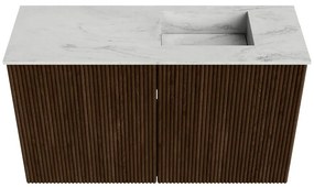 Mondiaz Joya DLux 70cm toiletmeubel walnut met wastafel faye rechts zonder kraangat opalo