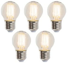 Set van 5 E27 dimbare LED kogellampen 5W 470 lm 2700K