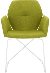 Goossens Excellent Eetkamerstoel Manzini groen stof met armleuning, modern design