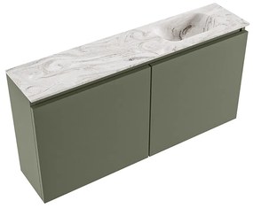 Mondiaz Ture DLux toiletmeubel 100cm army met wastafel glace rechts met kraangat