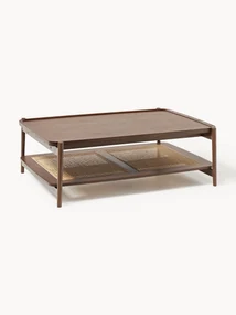Houten salontafel Libby met plank van Weens vlechtwerk