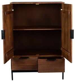 Wandkast Mangohout Met Ribbels - 80x40x115cm.