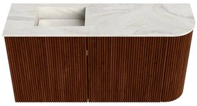 Mondiaz Joya DLux 80cm toiletmeubel ronding rechts ruby met wastafel faye links zonder kraangat ostra