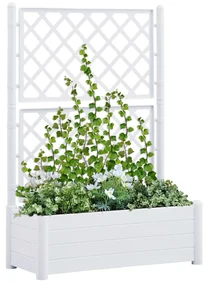 vidaXL Plantenbak met latwerk 100x43x142 cm PP wit