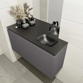 Mondiaz Olan 100cm toiletmeubel dark grey met wastafel urban rechts geen kraangat