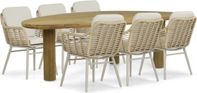 Tuinset 6 personen 240 cm Aluminium/rope Taupe Coco Antoni/Leafline