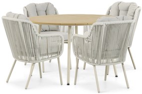 Tuinset 4 personen 125 cm Aluminium/rope Taupe Santika Furniture Santika