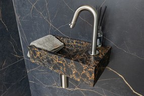 Saniclear Athens Portoro Gold fonteinset met gebogen kraan in RVS