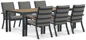 Tuinset 6 personen 240 cm Aluminium/teak Grijs Osmen Midura/Valence