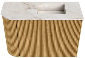 Mondiaz Joya DLux 60cm toiletmeubel ronding links oak met wastafel faye rechts zonder kraangat frappe