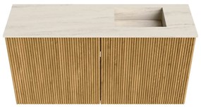Mondiaz Joya DLux 80cm toiletmeubel oak met wastafel faye rechts zonder kraangat meli