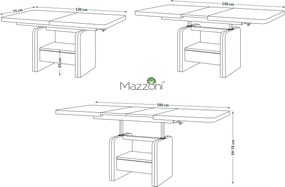 LEXUS verrijdbare koffietafel, met heffunctie, bruin eiken / beige