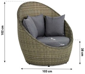 Garden Collections Cocoon Lounge Tuinstoel Wicker Taupe