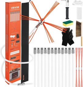 VEVOR schoorsteenborstelset, max. 12 m lengte, schoorsteenborstels, schoorsteenveegset, haardborstel, 90° buigbaar schoorsteenreinigingsgereedschap, voor vierkante en rechthoekige schoorstenen