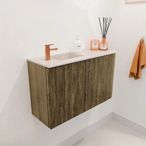 Mondiaz Joya DLux 70cm toiletmeubel ronding rechts dusk met wastafel faye links 1 kraangat meli