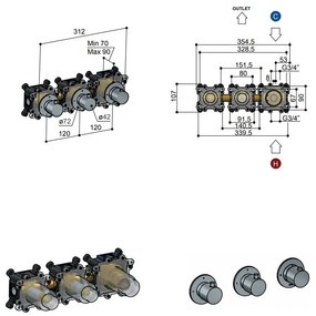 Hotbath Cobber afbouwdeel Inbouw Douche Thermostaat Horizontaal Geborsteld Koper CB7067