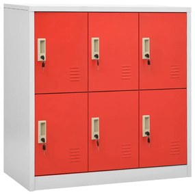 vidaXL Lockerkasten 2 st 90x45x92,5 cm staal lichtgrijs en rood