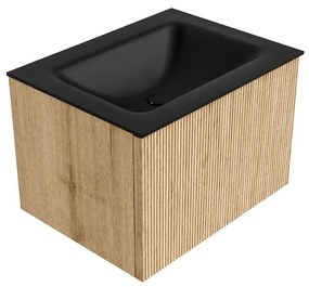 Mondiaz Kurve 60cm badmeubel oak met 1 lade en wastafel cloud midden 1 kraangat urban