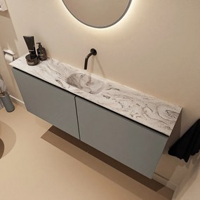 Mondiaz Ture DLux toiletmeubel 120cm smoke met wastafel glace midden zonder kraangat