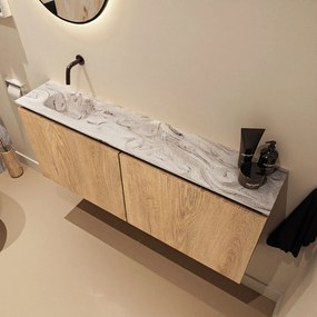 Mondiaz Ture DLux toiletmeubel 120cm washed oak met wastafel glace links zonder kraangat