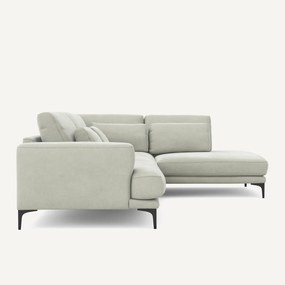 Linkse hoekbank met leuning in stonewashed fluweel Marsile