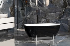 Polysan Reduta vrijstaand bad zwart/wit mineraalmarmer 170x80cm