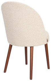 Dutchbone Barbara Boucle Beige Eetkamerstoel Met Houten Poten