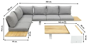 Suns Stockholm loungeset - White/teak - light antraciet