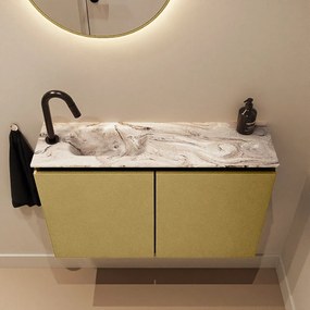 Mondiaz Ture DLux toiletmeubel 80cm oro met wastafel glace links met kraangat