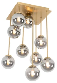 Smart plafondlamp goud met smoke glas 9-lichts incl. 9 Wifi G9 - Athens Modern G9 bol / globe / rond vierkant Binnenverlichting Lamp
