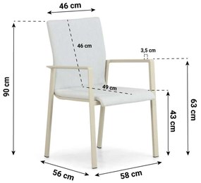 Tuinstoel stapelbaar Aluminium/textileen Taupe-naturel-bruin Lifestyle Garden Furniture Rome