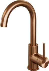 Brauer Stripe wastafelkraan met draaibare ronde uitloop model A koper geborsteld PVD