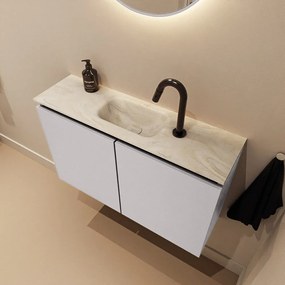 Mondiaz Ture DLux toiletmeubel 80cm cale met wastafel ostra midden met kraangat