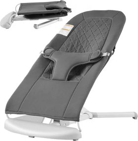 VEVOR Baby Bouncer, opvouwbare schommelstoel voor baby's van 0-9 maanden, schommelstoel voor pasgeborenen met 2 verstelbare hoeken en 3-puntsgordel, draagbare babybouncer met draagtas voor binnen- en buitengebruik, donkergrijs