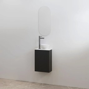 Best Design Mali ribbel toiletmeubel zwart mat met wit mat meubelblad