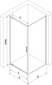 Mexen Exo draaibare douchecabine 90 x 90 cm, transparant, zwart - 8181-090-090-70-00