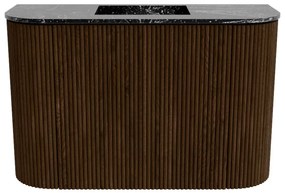 Mondiaz Joya DLux 65cm toiletmeubel ronding links/rechts walnut met wastafel faye midden zonder kraangat lava