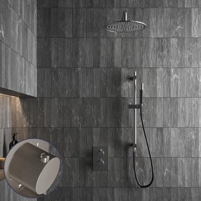 Saniclear Exclusive Stripes Pro inbouw regendouche met 20cm hoofddouche, muurarm en glijstang RVS