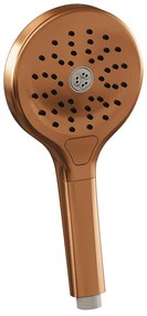 Brauer Stripe inbouw regendouche rond met 25cm hoofddouche, rechte muurarm en 3 standen handdouche set 40 koper geborsteld PVD