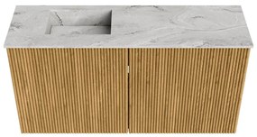 Mondiaz Joya DLux 80cm toiletmeubel oak met wastafel faye links zonder kraangat glace