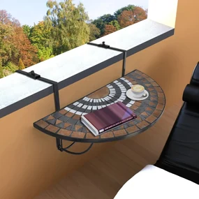 vidaXL Balkontafel hangend mozaïek terracottakleurig en wit