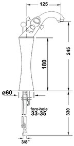 Sapho Antea 1-gats wastafelkraan verhoogd 25cm met pop-up waste brons