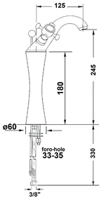Sapho Antea 1-gats wastafelkraan verhoogd 25cm met pop-up waste chroom