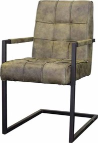 Eetkamerstoel - Jupiter - stof Cowboy retro lederlook olijf groen