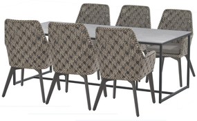 4 Seasons Outdoor Savoy dining set met Quatro tafel antraciet met keramisch blad light grey 220 x 95 cm  Tuintafel     weerbestendig