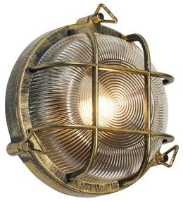 Buiten wand- en plafondlamp antiek goud rond IP44 - Noutica